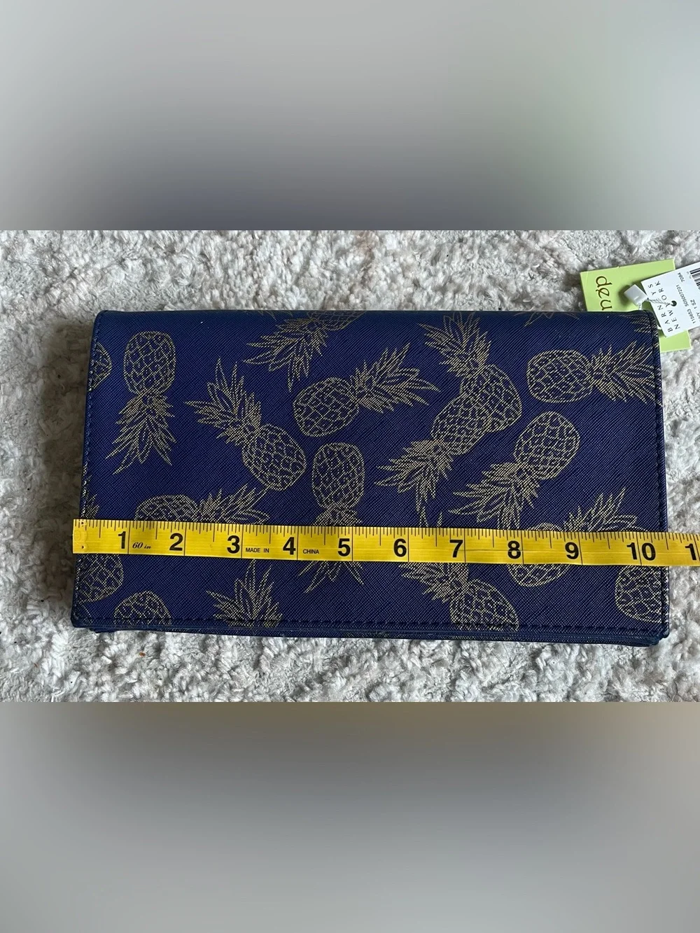 Deux Lux Navy with Gold Foil Pineapple Clutch